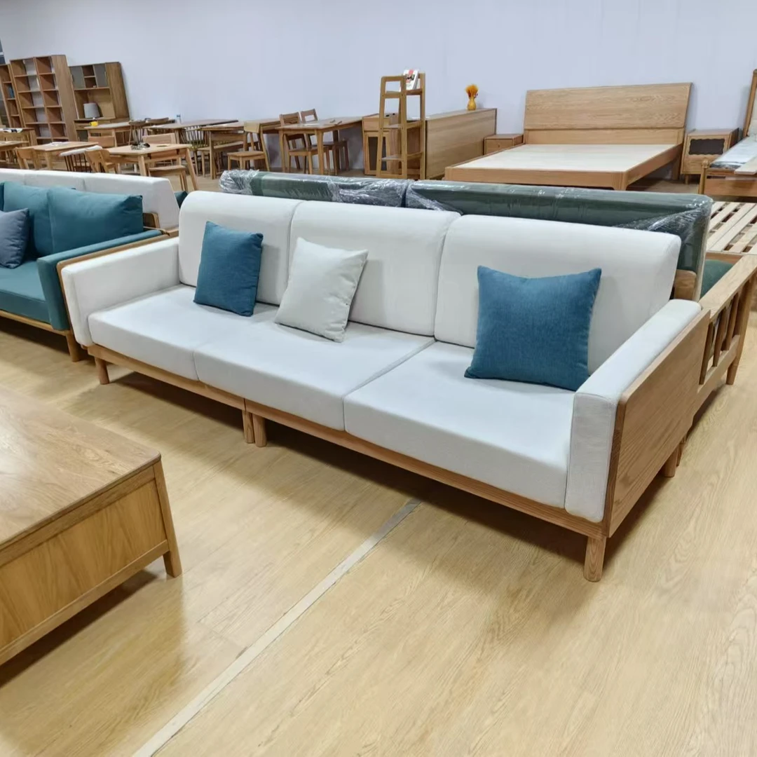 北欧风红橡木大板沙发  北美进口FAS级红橡木  实木原木休闲沙发