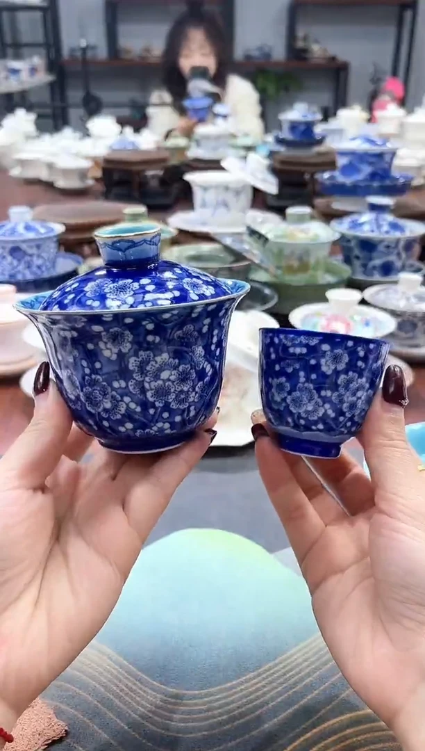 【闪购商品】釉下彩冰梅2才盖碗+1杯