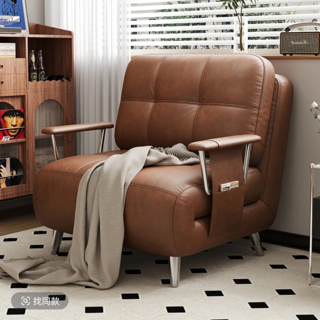 【欢喜家居】芬迪折叠多功能沙发床复古小户型棉麻真皮沙发床2025