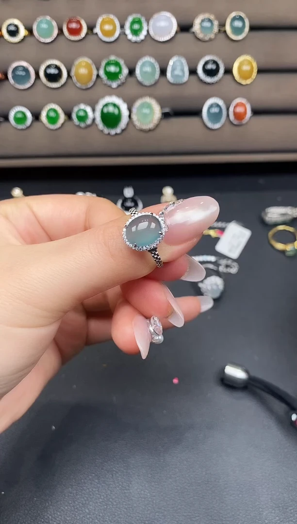 银S925镶嵌戒指翡翠78937