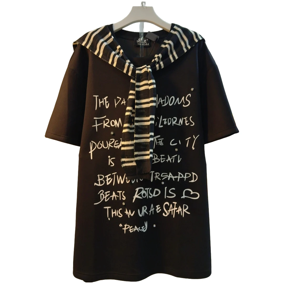 YDD韩版时尚宽松型字母遮肉披肩上衣