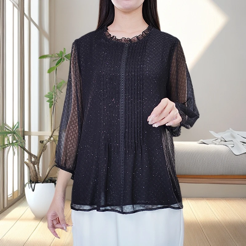 别致漂亮小衫遮肚子上衣上档次衣服减龄显瘦T恤胖mm大码秋季女装