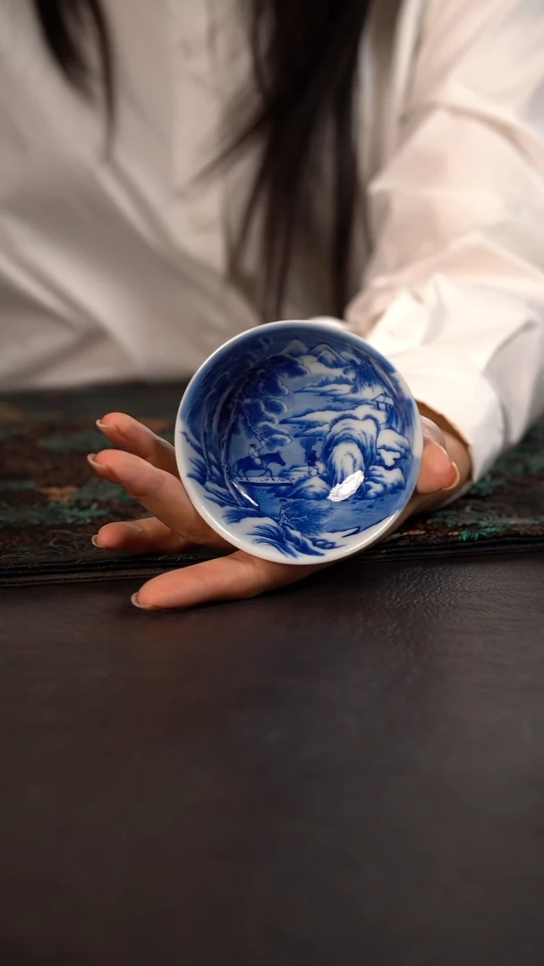仪贤堂重工雪景高脚普洱杯