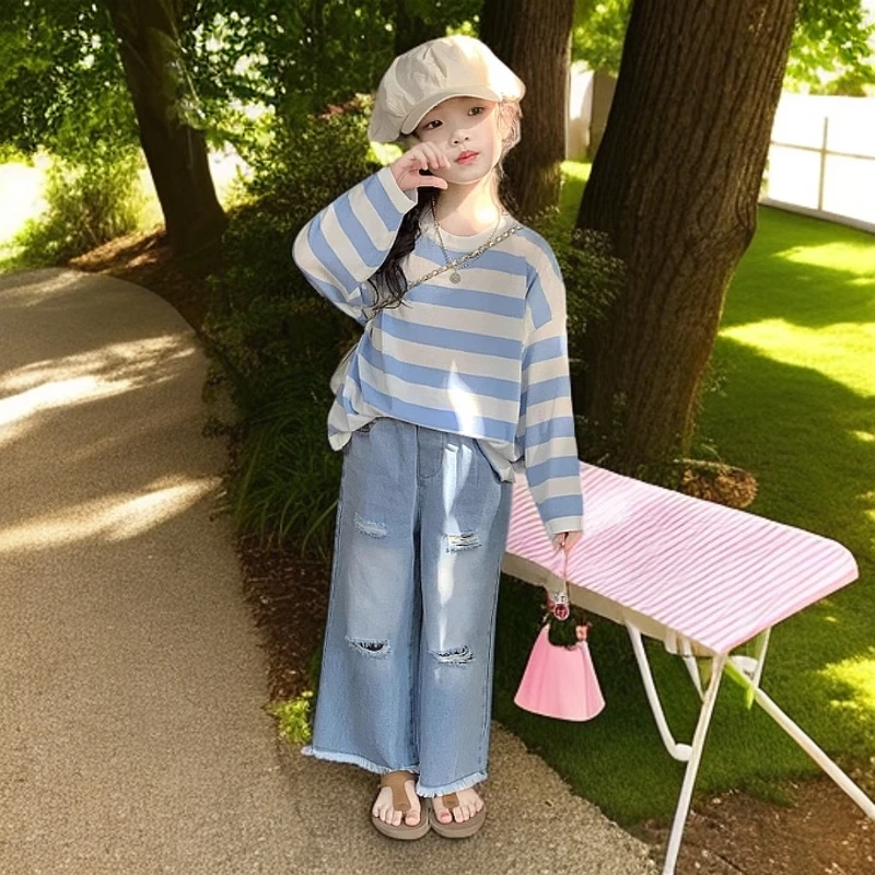 女童女孩春秋秋季可爱轻薄儿童长袖恤韩版版版条新款春秋洋气潮范