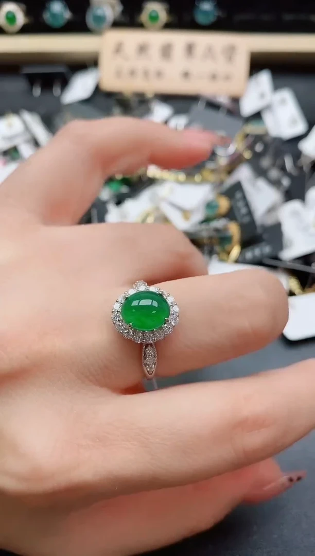 银S925镶嵌戒指翡翠1