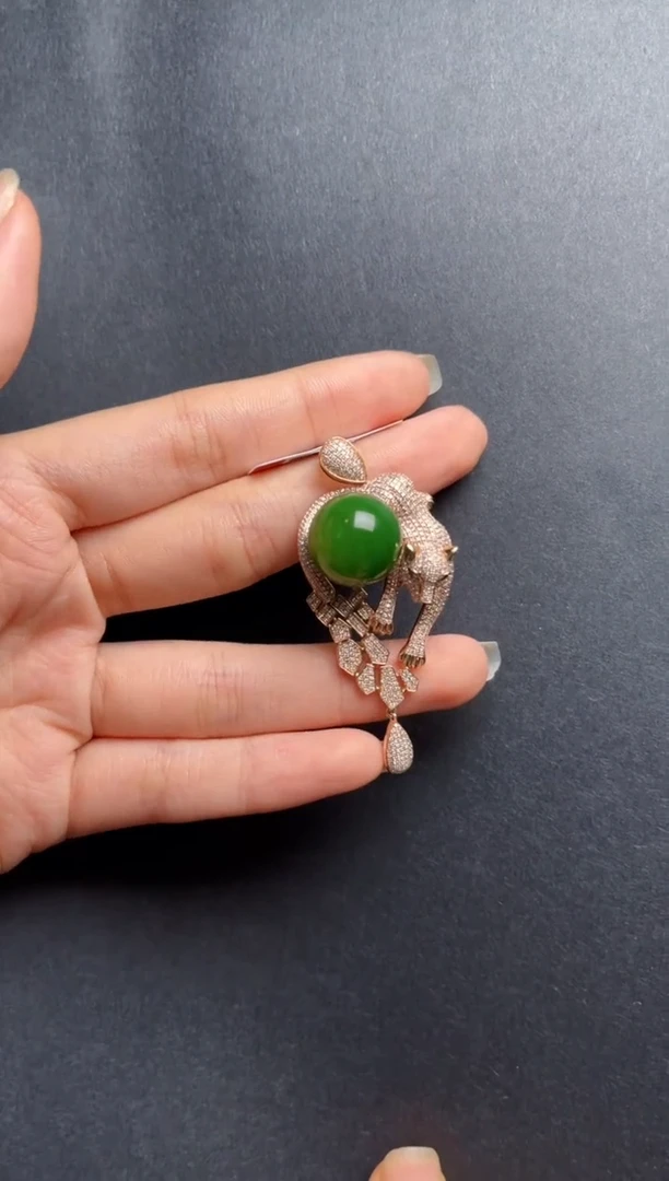 吊坠(赠链)18K金镶嵌和田玉传世极圆珠吊坠俄7