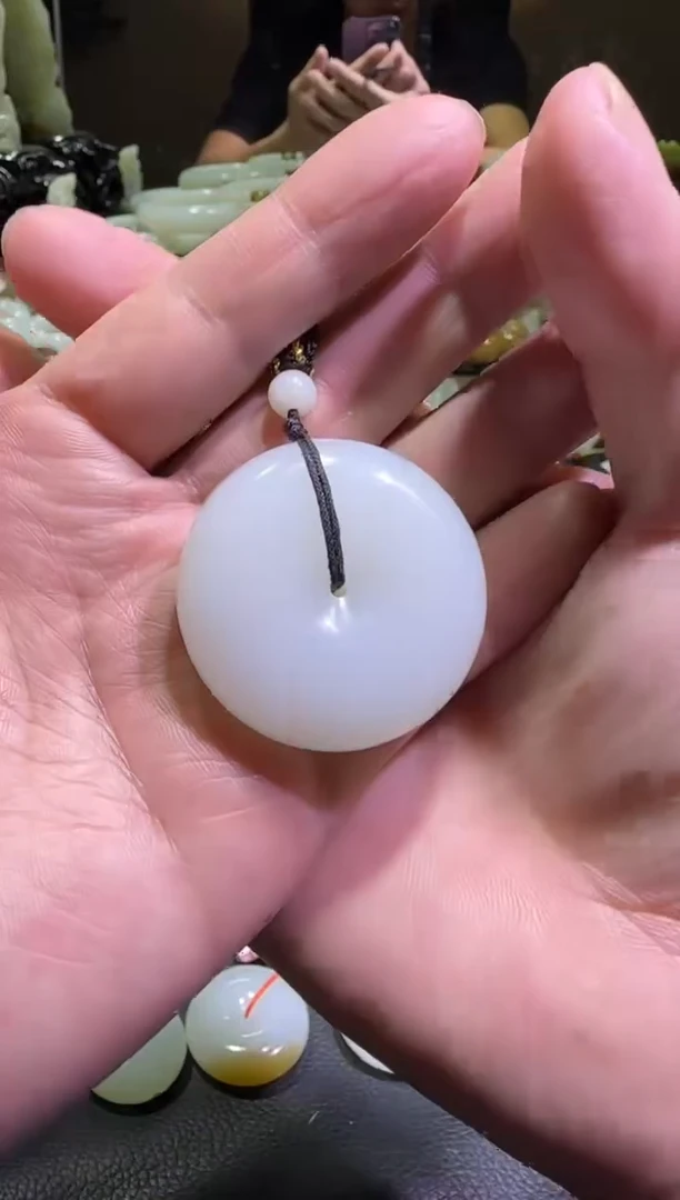 吊坠(赠链)未镶嵌和田玉天泰白玉平安扣挂件（产地直发）