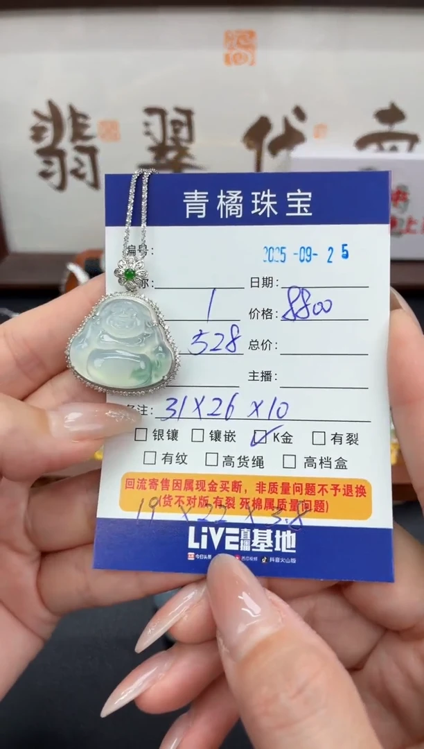套链18K金镶嵌翡翠快**️A货翡翠0925008