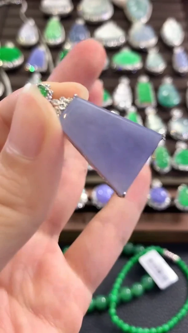 吊坠(不含链)18K金镶嵌翡翠b98紫货有色差