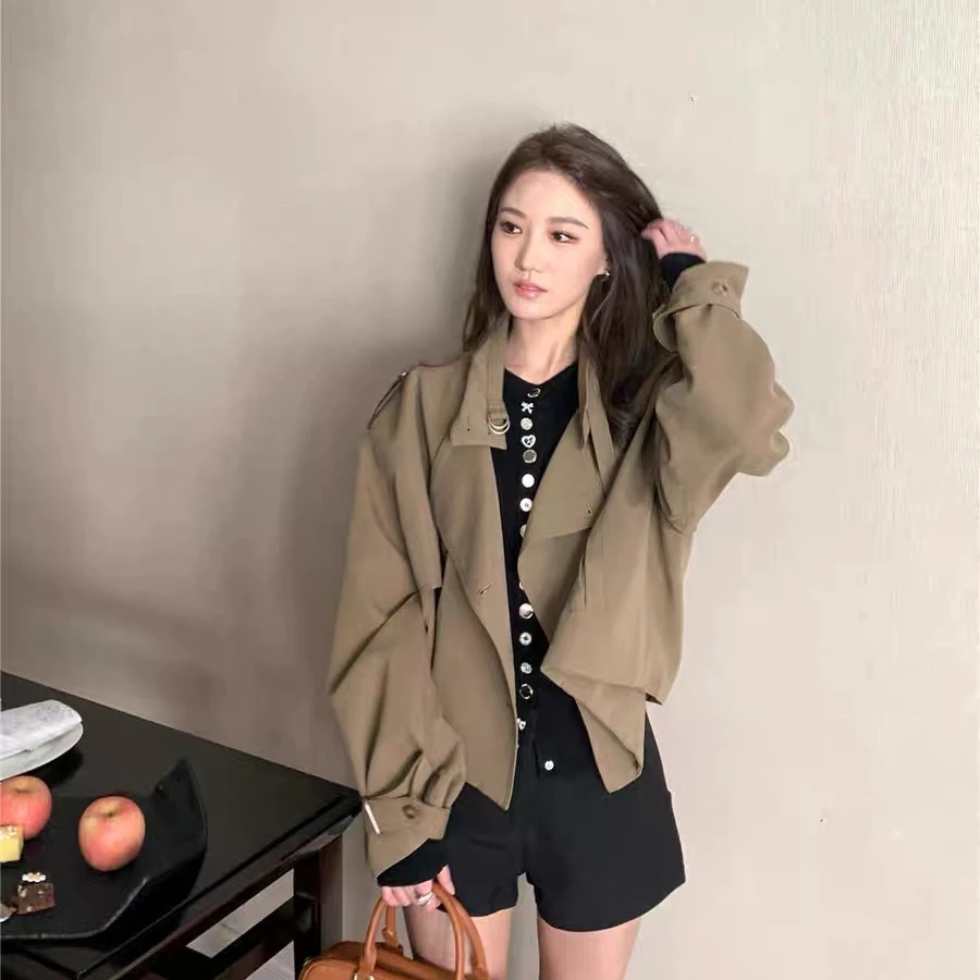 LOSA ROSA春季新款气质宽松老钱风高级感廓形休闲短款风衣外套女