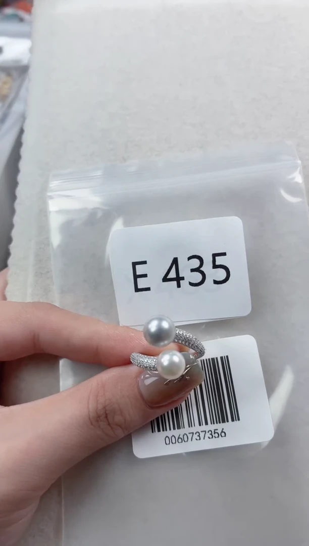银S925镶嵌戒指海水珍珠E435