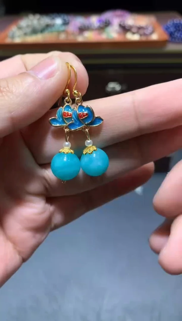 【闪购商品】天河石耳钉未镶嵌G40【多样性发其一】