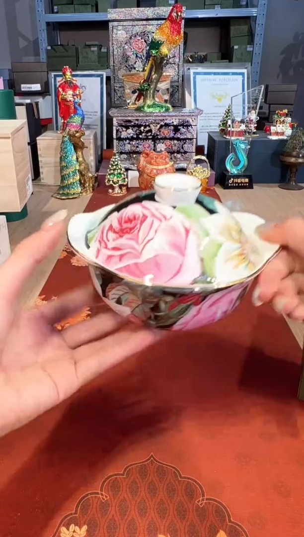 【闪购商品】杯95手绘玫瑰双耳炖盅