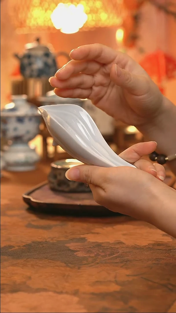 东岳窑木槿紫树叶茶则