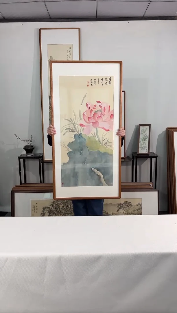 国画手绘*荷气熏风*62*122cm