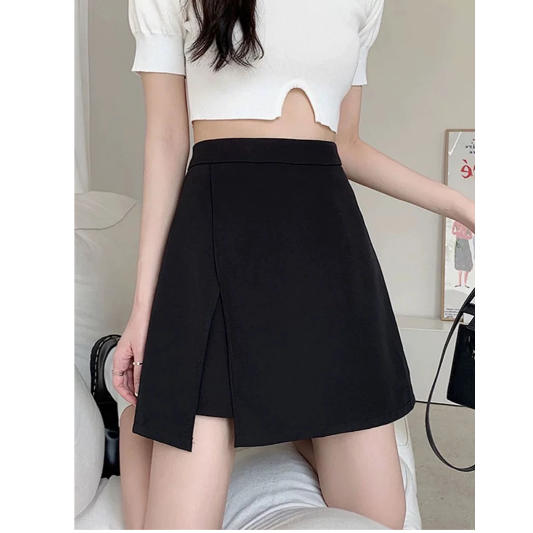 238半身裙女夏季2025新款高腰显瘦包臀遮胯开叉裙裤西装a字短裙