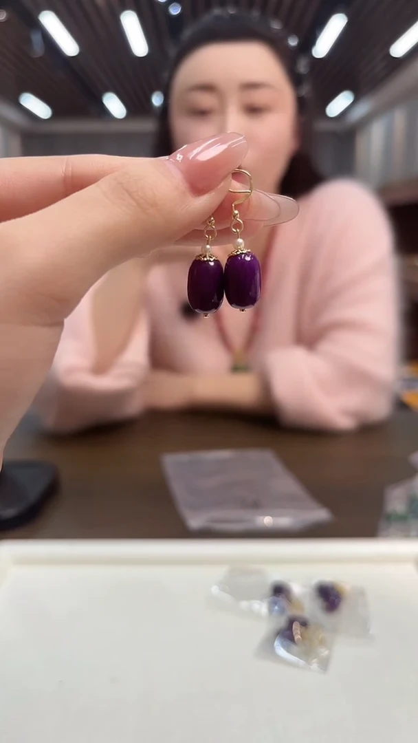 14K金镶嵌苏纪石（舒俱来）耳坠DIY款E924