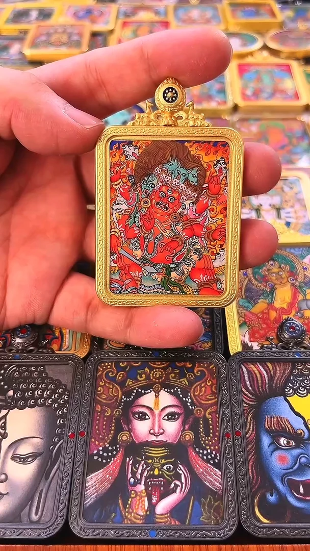 吊坠纯手绘马头明王唐卡