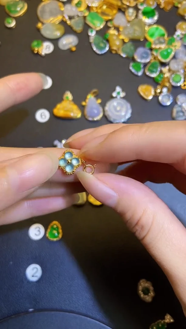 吊坠(不含链)银S925镶嵌翡翠1