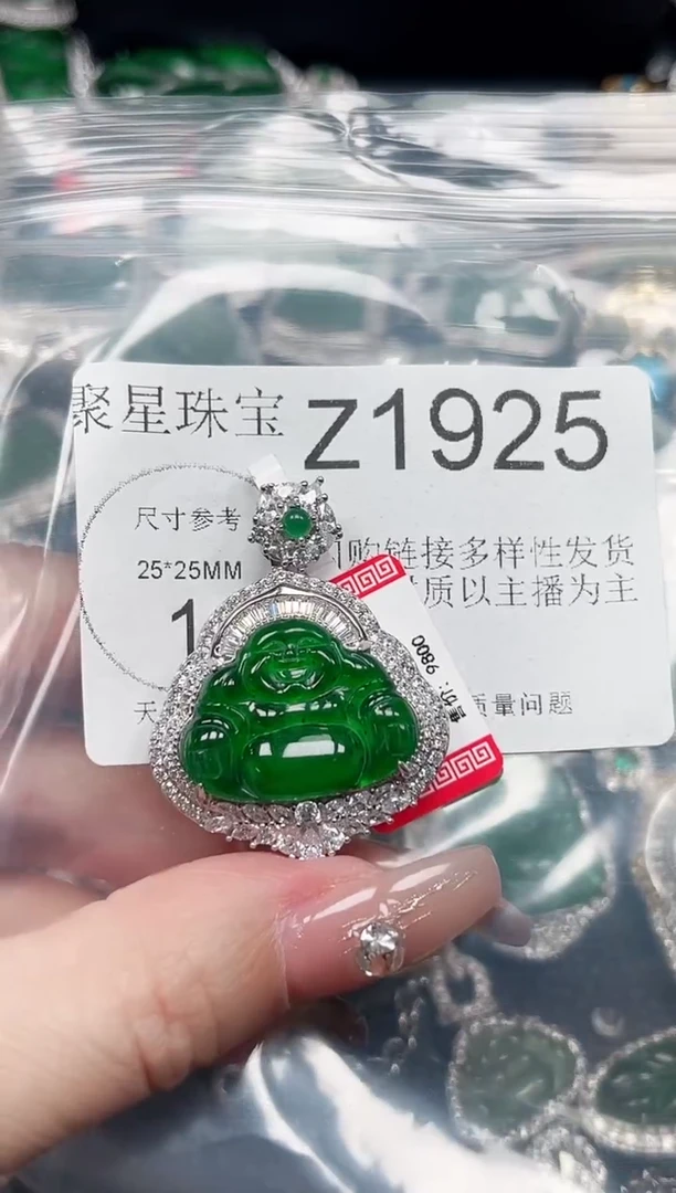 【闪购商品】翡翠颈饰银S925镶嵌赠皮绳