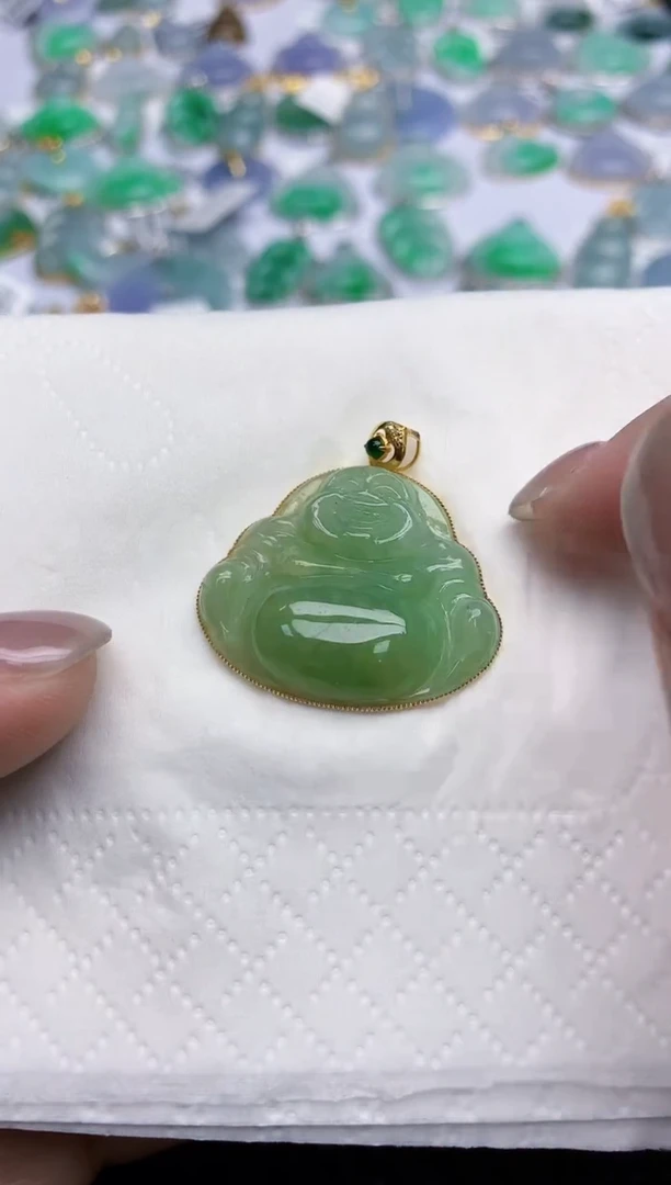 【闪购商品】翡翠颈饰18K金镶嵌天然翡翠A货