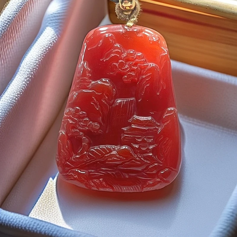 红山水牌 吊坠 玛瑙  533带礼盒 CKR333