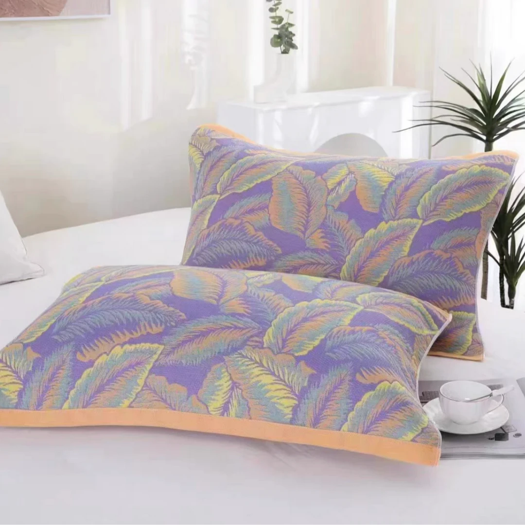 【紫色鸢尾花】-纯绵枕巾-（纱布52*78）