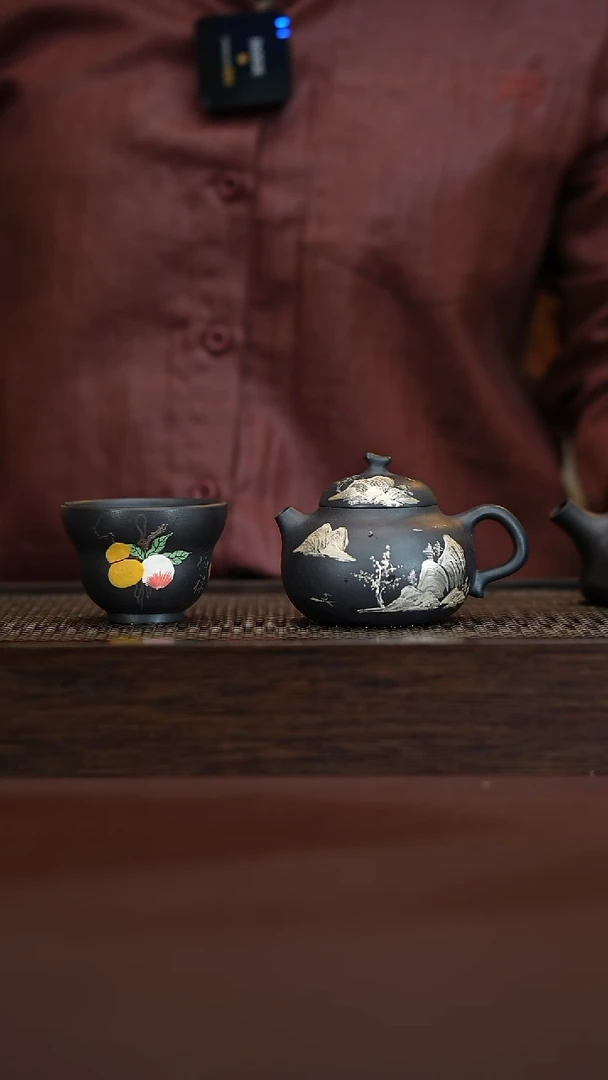 茶壶紫砂直播间专属原矿手工 石黄 茄段+石黄杯
