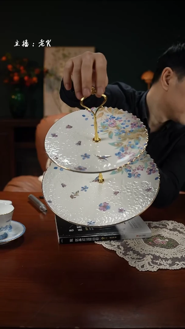 高端礼品（ANNA家）秘密花园系列双层点心盘缤纷紫-TY