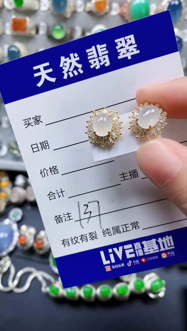 翡翠银S925镶嵌耳饰137