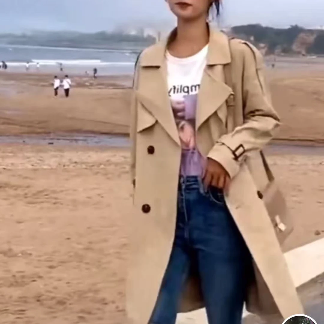 004两色秋冬装风衣外套2025秋季中长款