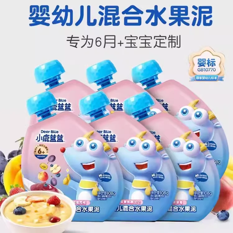 【特】小鹿混合水果泥零食80g*3袋组合口味
