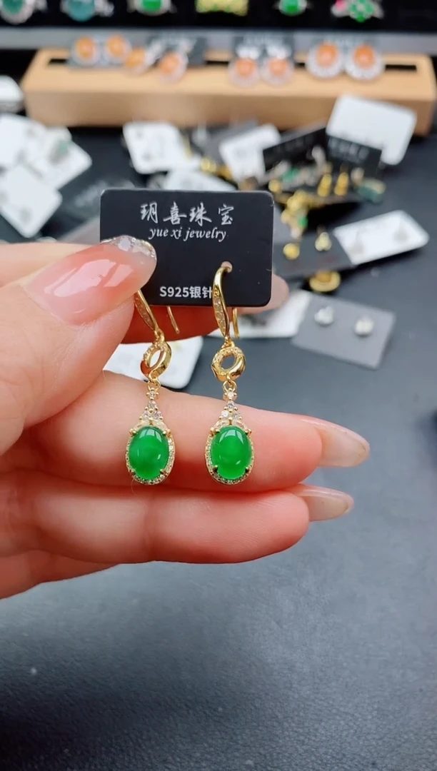 银S925镶嵌戒指翡翠1