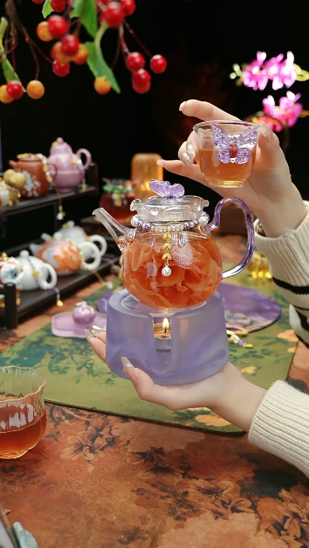 【闪购商品】紫色温茶台+茶壶+链子+杯子