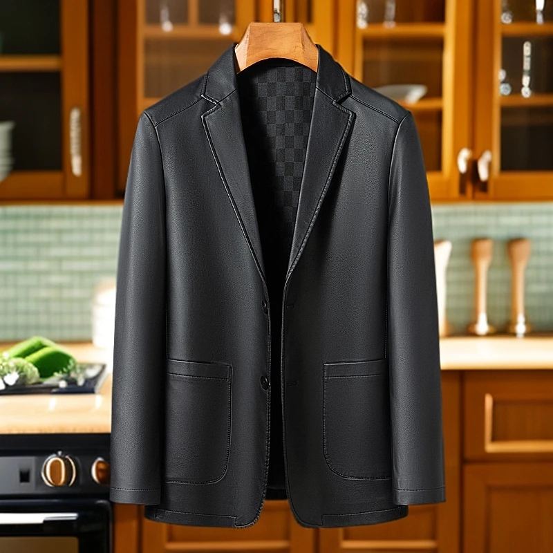 【彤嘉】男士商务休闲西装皮衣外套