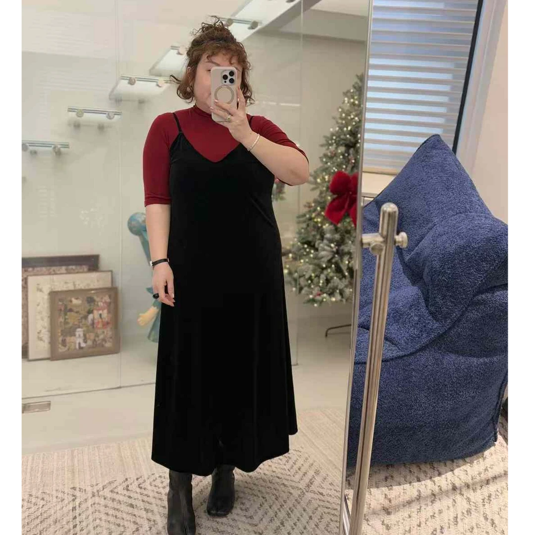 MEET 秋冬季气质长款吊带丝绒裙