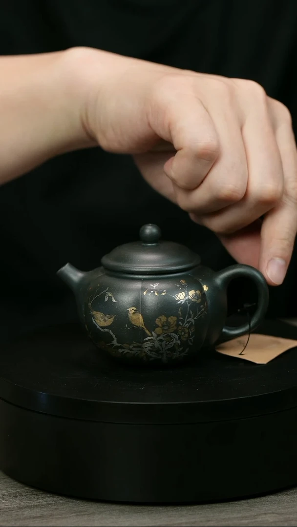 茶壶紫砂大*H2088余海燕描银筋纹南瓜
