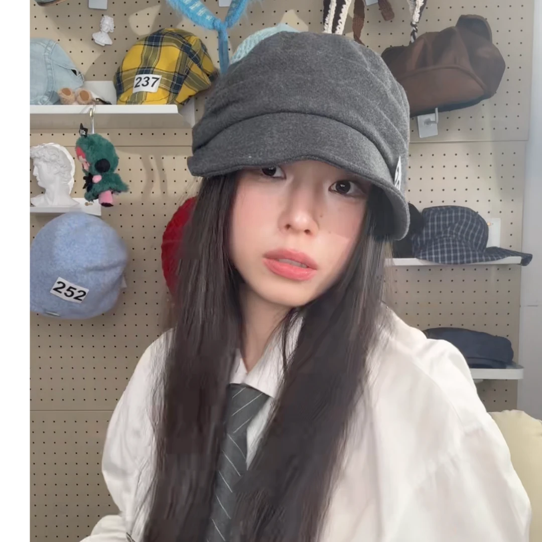 秋冬毛呢气质圆顶贝雷帽帽子