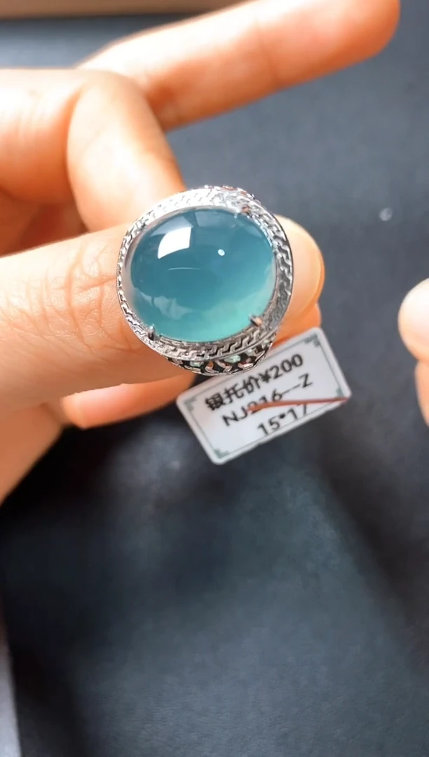 银S925镶嵌戒指翡翠22222
