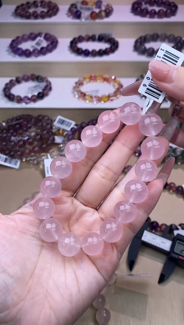 芙蓉石手链未镶嵌马粉水晶13m+