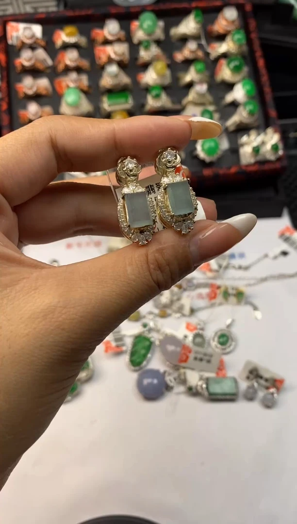 银S925镶嵌戒指翡翠1