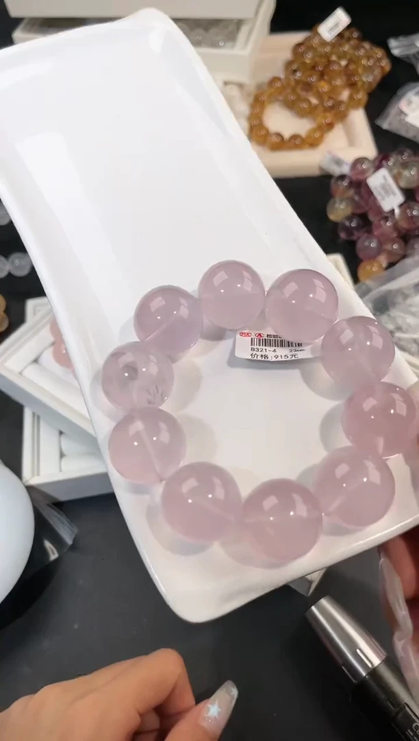 水晶手链未镶嵌多样性发一Q12蓝粉晶23mm