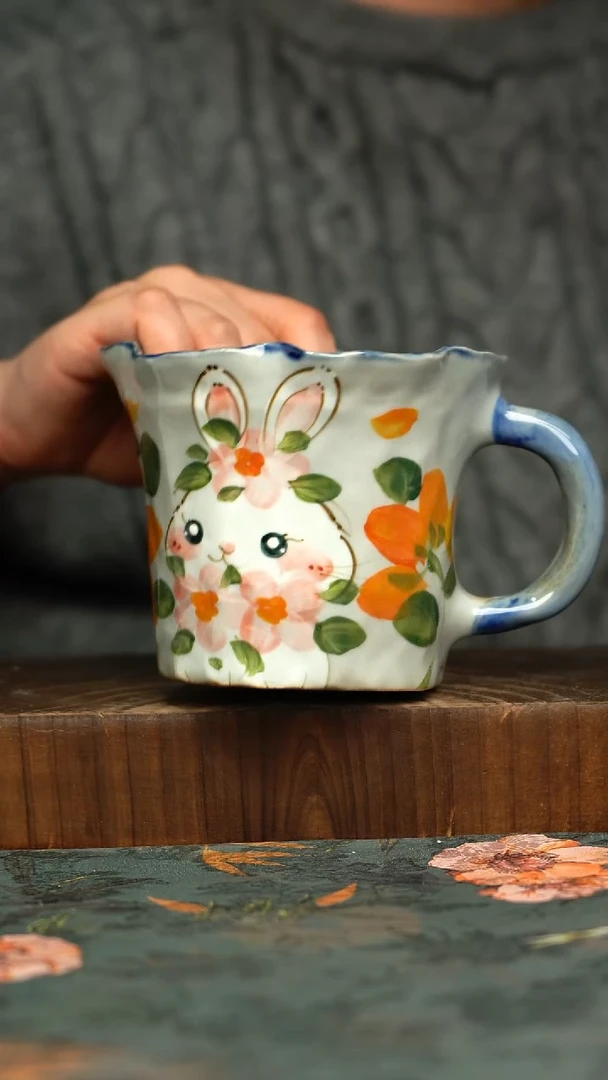 杯釉下彩手工手绘同款陶器