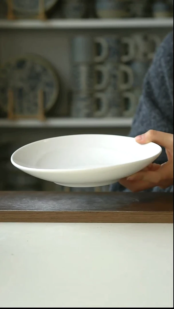 陶Dxc万象冰霜白小深盘20cm@4-2@