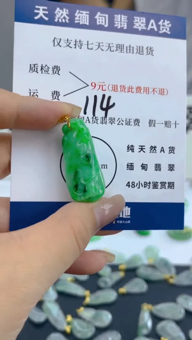 颈饰18K金镶嵌翡翠天然A货翡翠  114