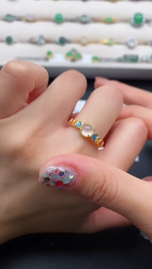 银S925镶嵌戒指翡翠22222222+2