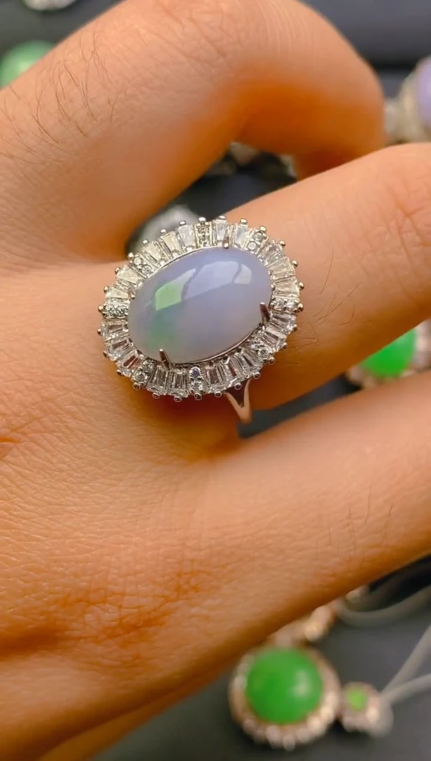 【闪购商品】翡翠戒指银S925镶嵌天然A货翡翠1