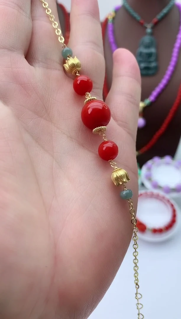 【闪购商品】翡翠手链14K金镶嵌S282手链