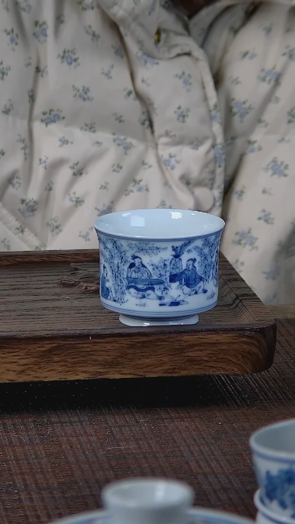 【闪购商品】折葵非器手工手绘竹林七贤小马蹄杯