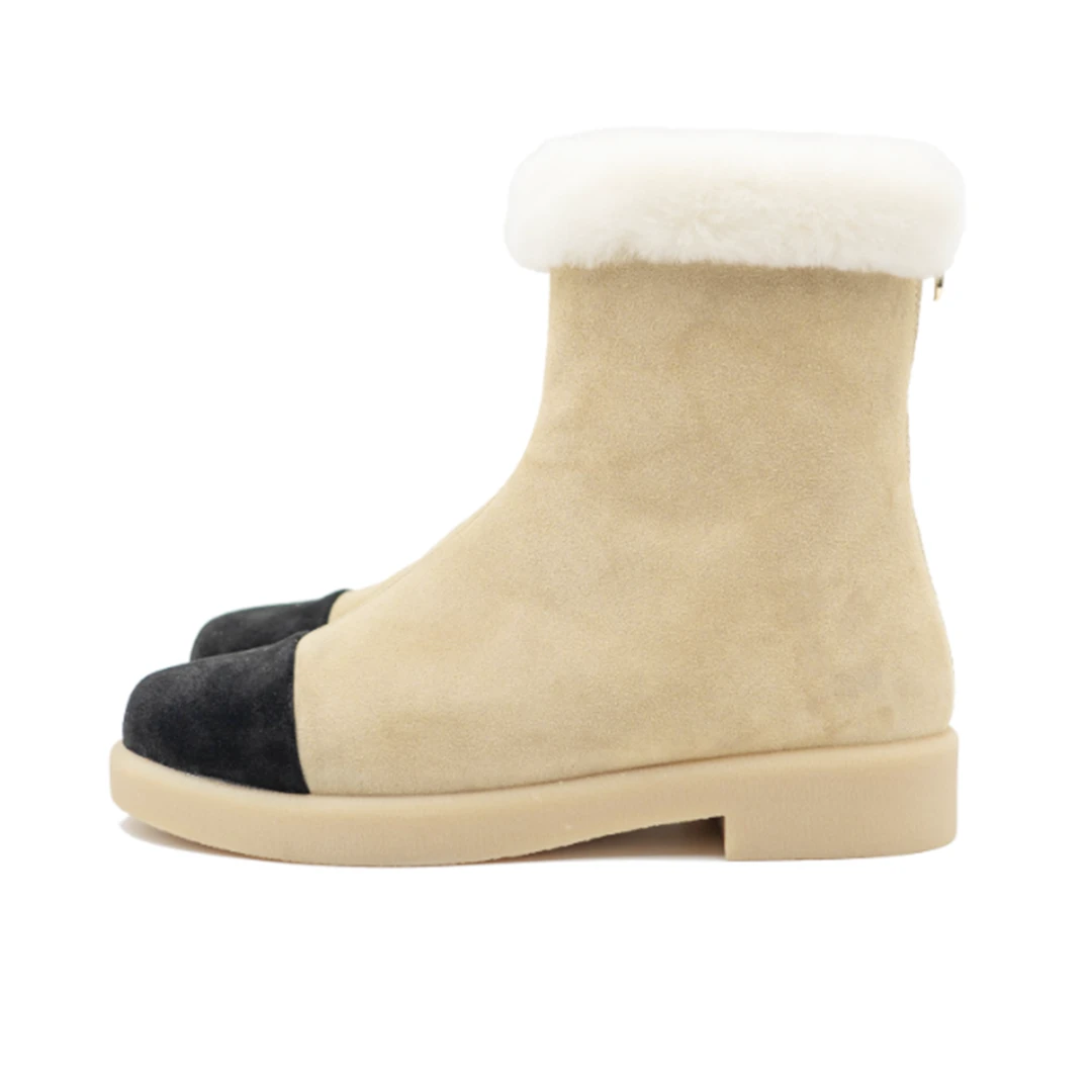 小香风 冬季复古厚底保暖加绒 休闲中筒靴 3.5cm